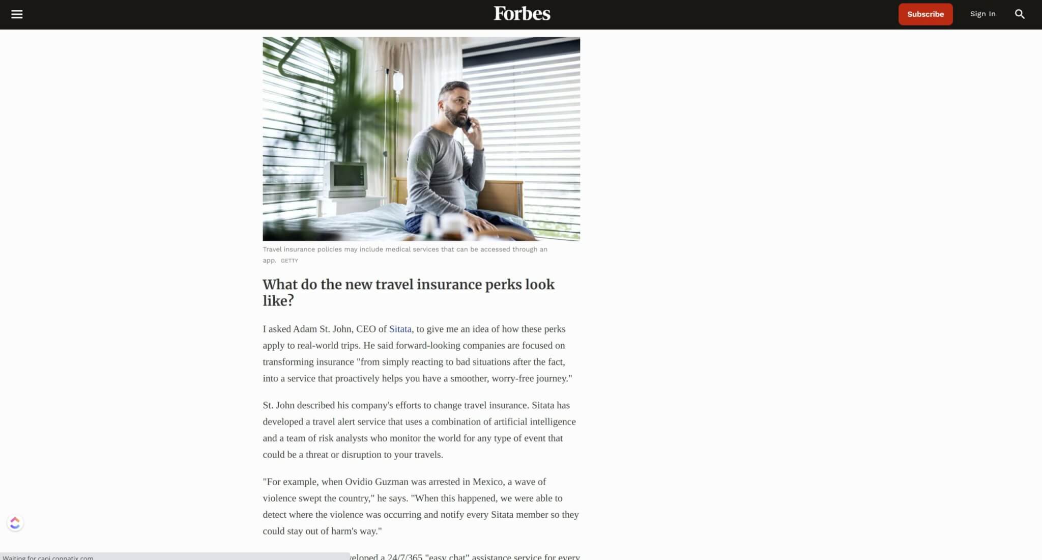 Forbes - Extra Perks In Travel Insurance