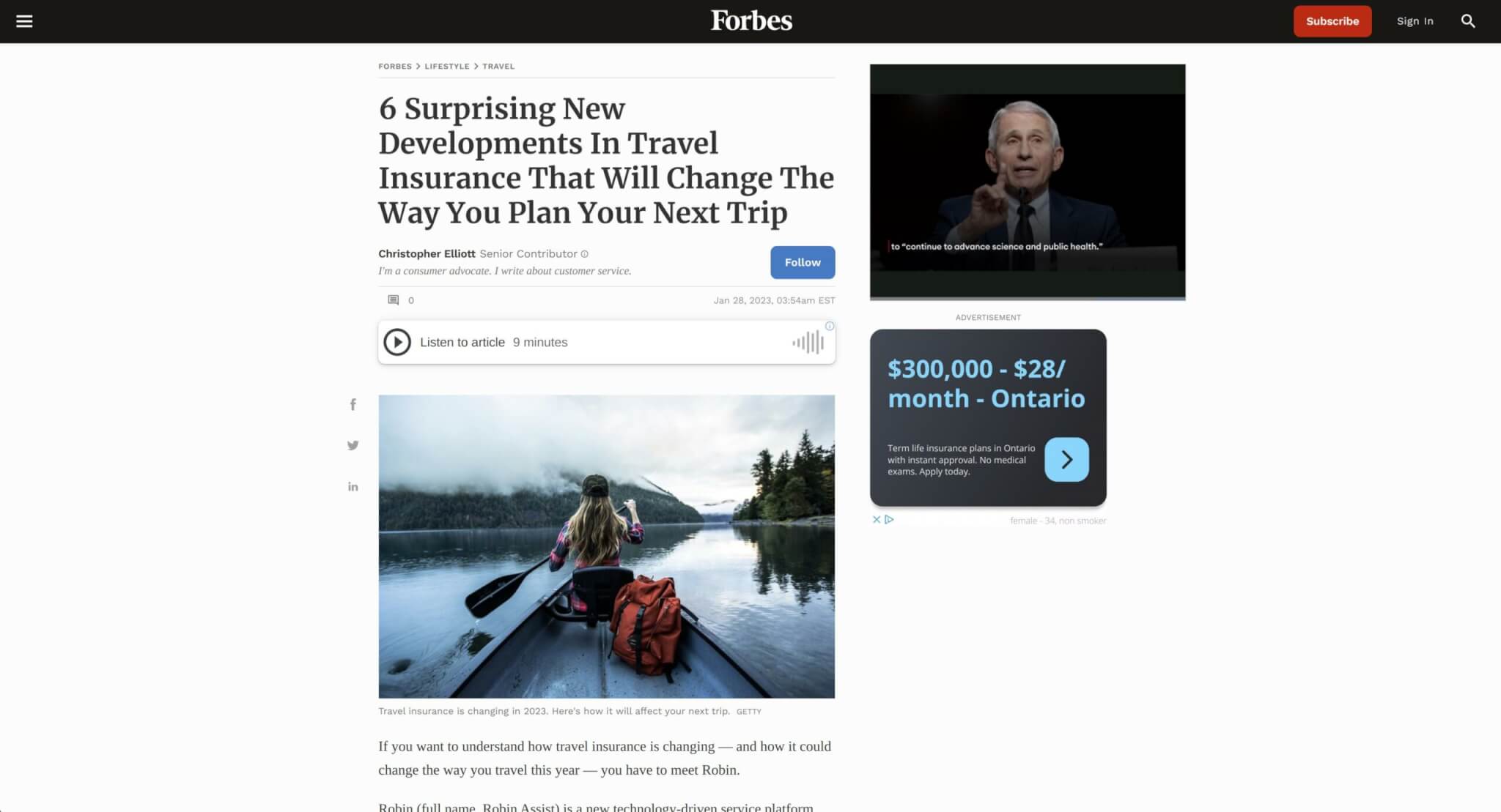 Forbes - Surprising New Developments In Travel Insurance