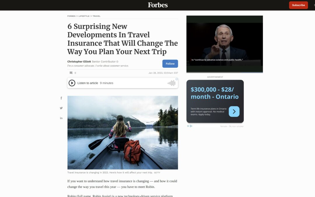 Forbes – Surprising New Developments In Travel Insurance